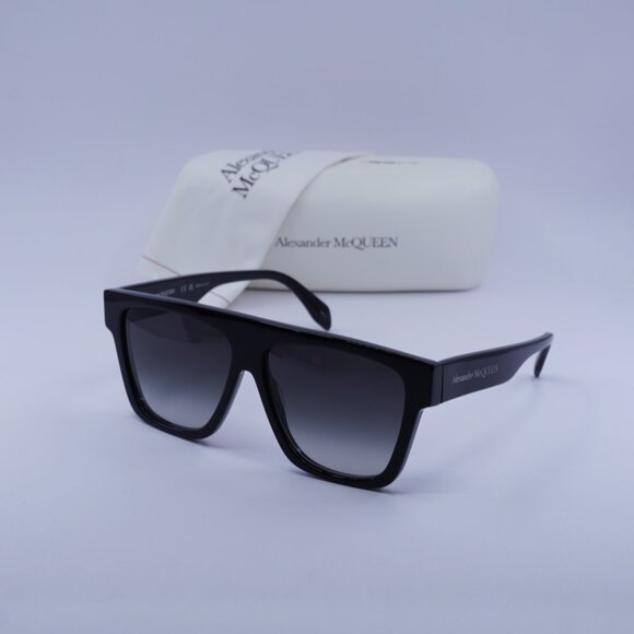 Alexander McQueen AM0302S 001 Square Sunglasses – Black/Grey - Picture 1 of 12
